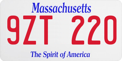MA license plate 9ZT220