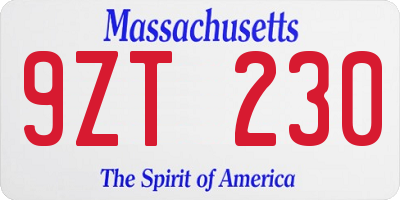 MA license plate 9ZT230