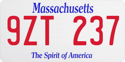 MA license plate 9ZT237