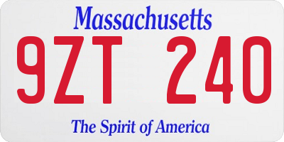 MA license plate 9ZT240