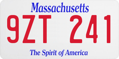 MA license plate 9ZT241