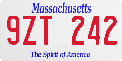 MA license plate 9ZT242