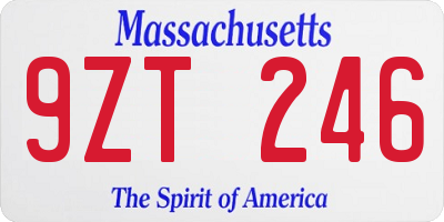 MA license plate 9ZT246