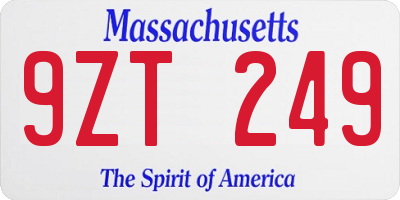 MA license plate 9ZT249