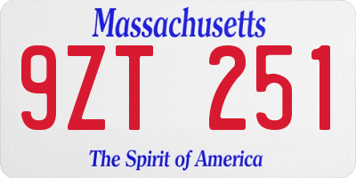 MA license plate 9ZT251