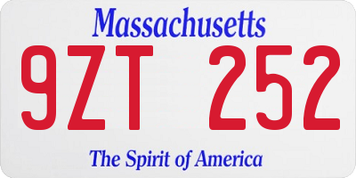 MA license plate 9ZT252
