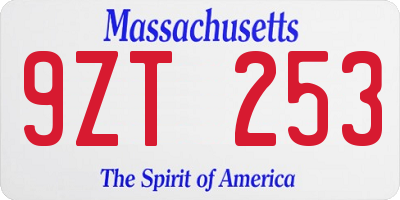 MA license plate 9ZT253
