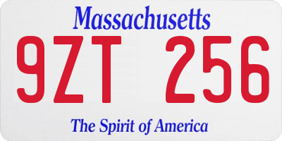 MA license plate 9ZT256