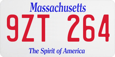MA license plate 9ZT264