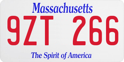MA license plate 9ZT266