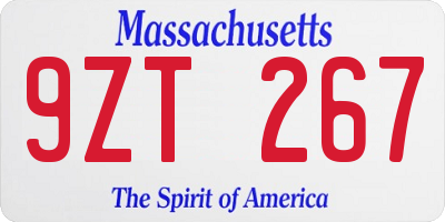 MA license plate 9ZT267