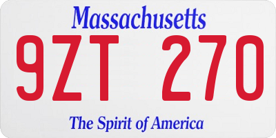 MA license plate 9ZT270