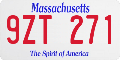 MA license plate 9ZT271