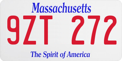 MA license plate 9ZT272