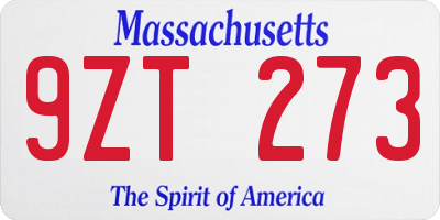 MA license plate 9ZT273