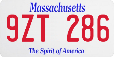 MA license plate 9ZT286