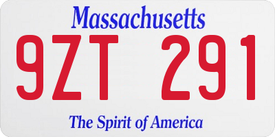 MA license plate 9ZT291