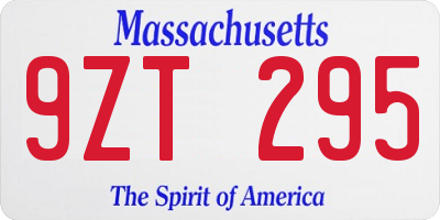 MA license plate 9ZT295