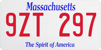 MA license plate 9ZT297