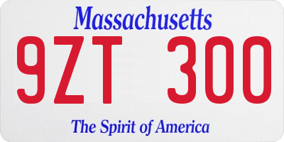 MA license plate 9ZT300