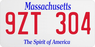 MA license plate 9ZT304