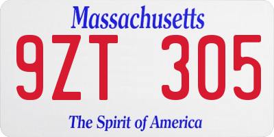 MA license plate 9ZT305