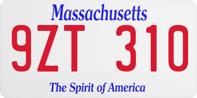 MA license plate 9ZT310