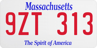 MA license plate 9ZT313