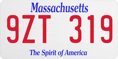 MA license plate 9ZT319
