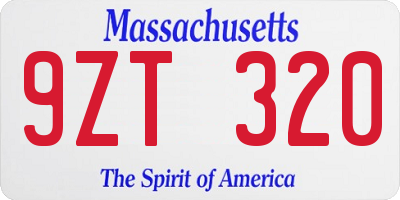 MA license plate 9ZT320