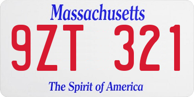 MA license plate 9ZT321