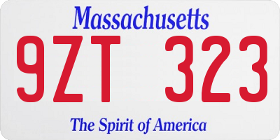 MA license plate 9ZT323