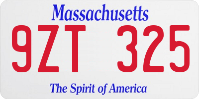 MA license plate 9ZT325