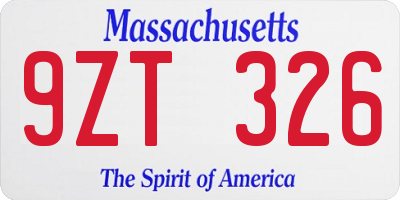 MA license plate 9ZT326