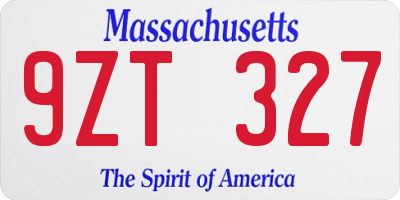 MA license plate 9ZT327