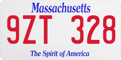 MA license plate 9ZT328