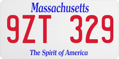 MA license plate 9ZT329