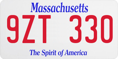 MA license plate 9ZT330