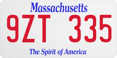 MA license plate 9ZT335