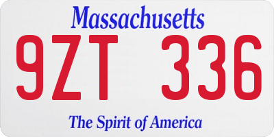 MA license plate 9ZT336