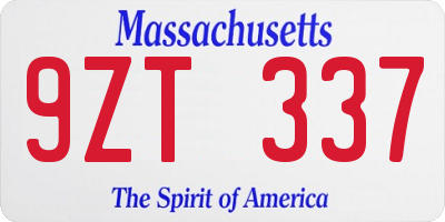 MA license plate 9ZT337