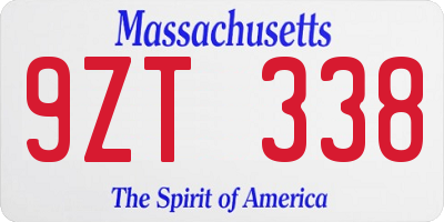 MA license plate 9ZT338
