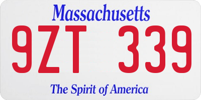 MA license plate 9ZT339