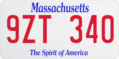 MA license plate 9ZT340