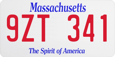 MA license plate 9ZT341