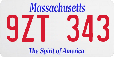 MA license plate 9ZT343