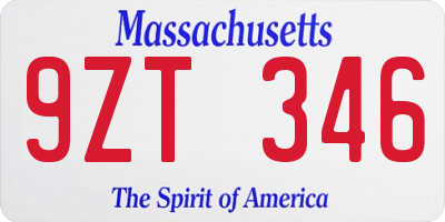 MA license plate 9ZT346