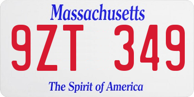 MA license plate 9ZT349