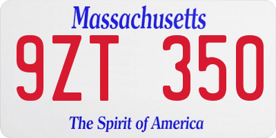 MA license plate 9ZT350