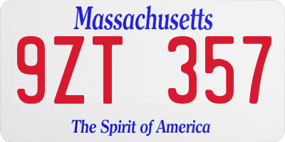 MA license plate 9ZT357
